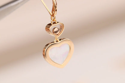 HAPPY HEART EARRINGS MOP PINK GOLD DIAMOND