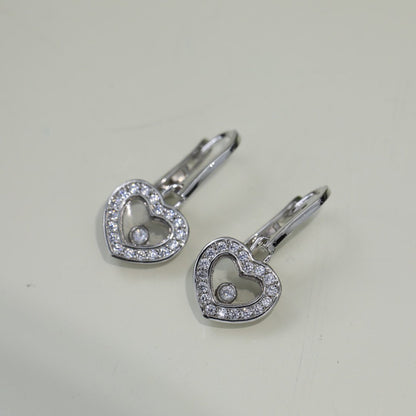 HAPPY HEART SILVER EARRINGS DIAMOND