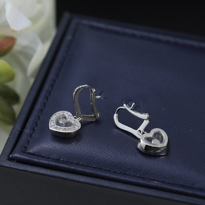 HAPPY HEART SILVER EARRINGS DIAMOND