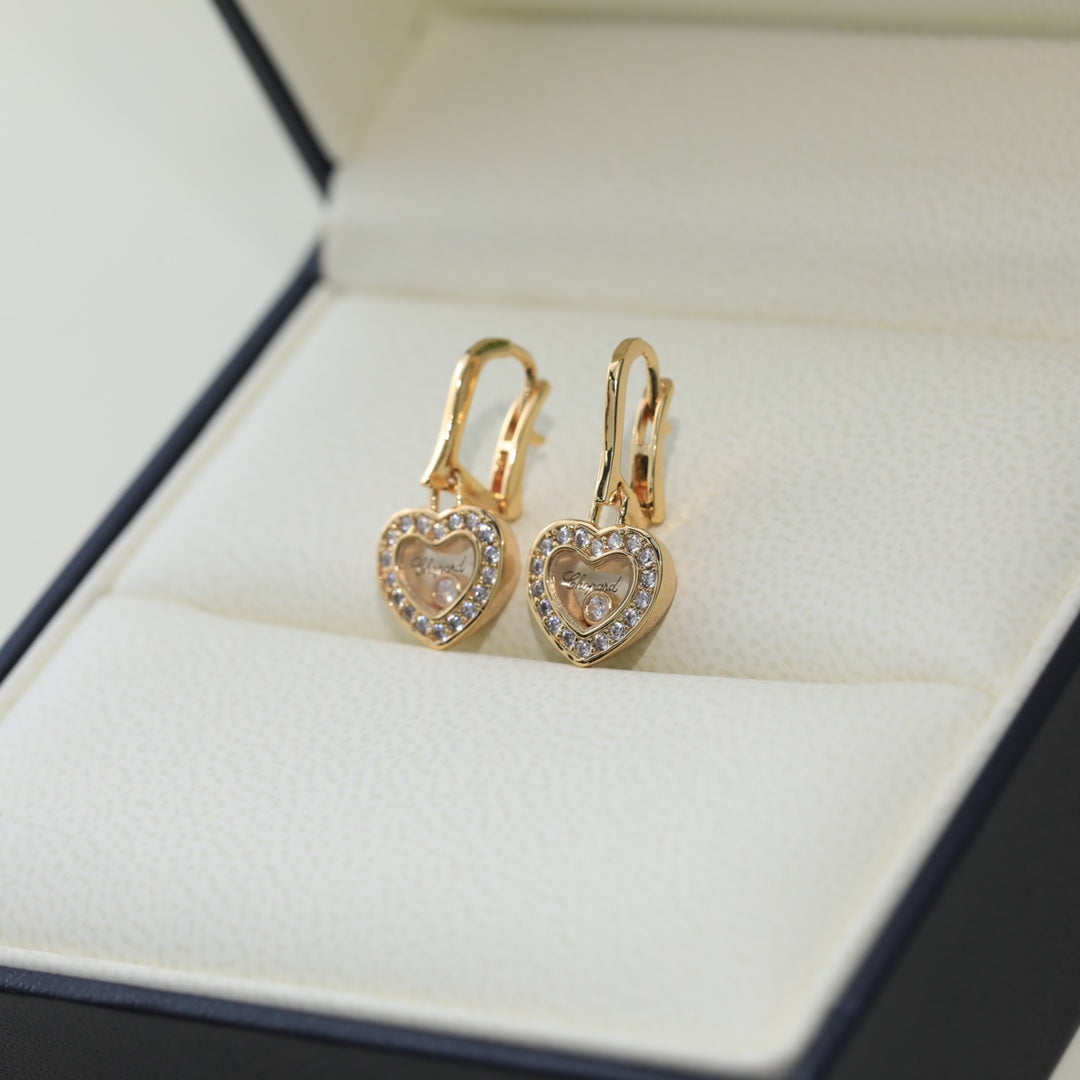 HAPPY HEART PINK GOLD EARRINGS DIAMOND