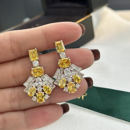 GRA SILVER YELLOW DIAMOND EARRINGS