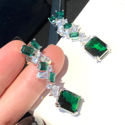 GRA GREEN SILVER DIAMOND EARRINGS