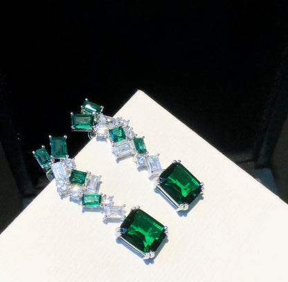 GRA GREEN SILVER DIAMOND EARRINGS