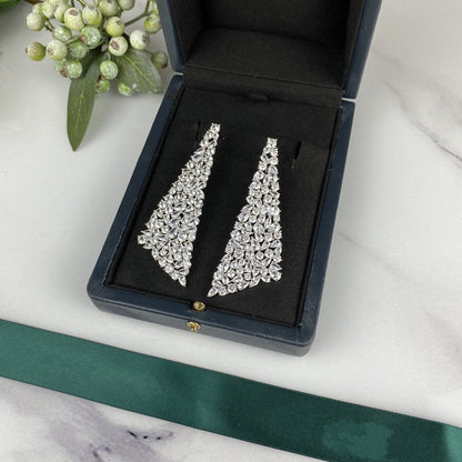 GRA TRIANGLE WATER SILVER DIAMOND DROP EARRINGS