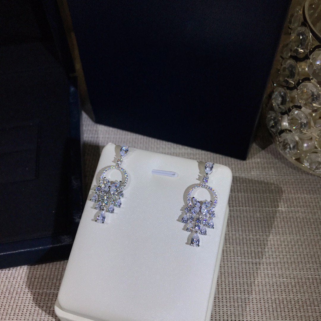 BUTTERFLY CHANDELIER CLASSIC SILVER DIAMOND EARRINGS