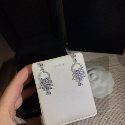 BUTTERFLY CHANDELIER CLASSIC SILVER DIAMOND EARRINGS