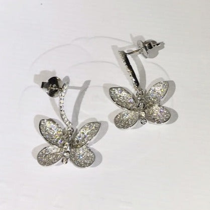 BUTTERFLY SILVER DIAMOND EARRINGS