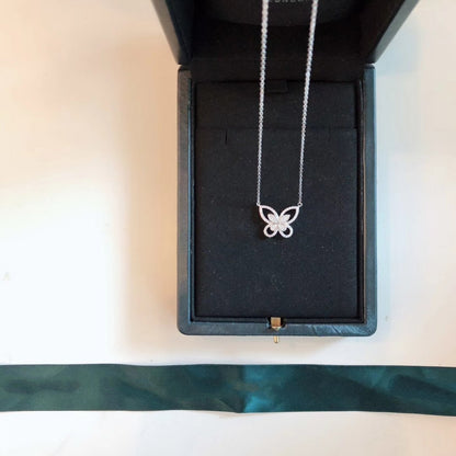 BUTTERFLY SILHOUETTE SILVER DIAMOND NECKLACE