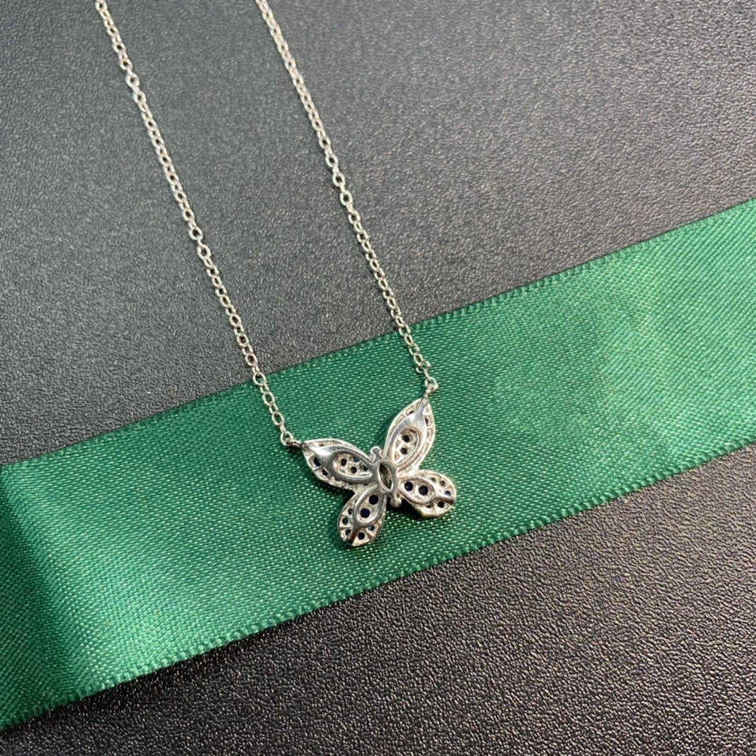 BUTTERFLY BLUE DIAMOND PAVED NECKLACE