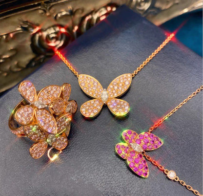 BUTTERFLY GOLD DIAMOND PAVED NECKLACE