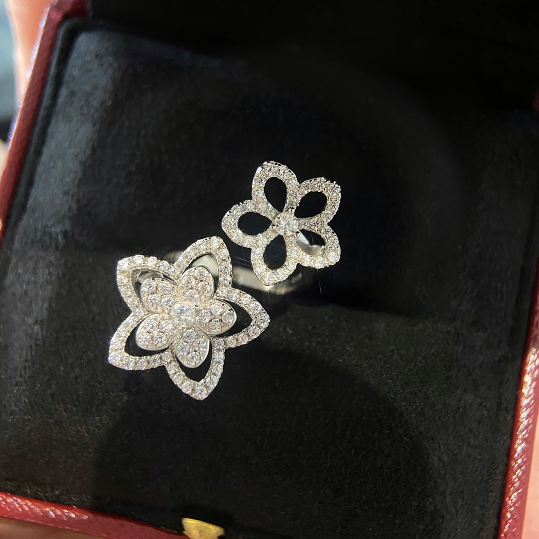 WILD FLOWER DOUBLE SILVER DIAMOND RING