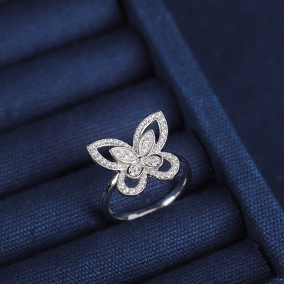 BUTTERFLY SILHOUETTE SILVER DIAMOND RING