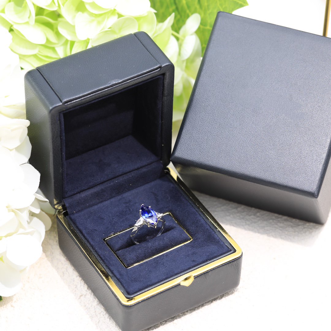 PROMISE MARQUISE CUT BLUE DIAMOND ENGAGEMENT RING