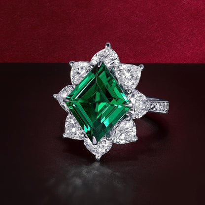 GRA SILVER GREEN DIAMOND RING