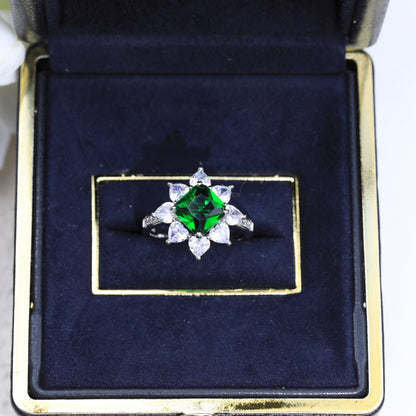 GRA SILVER GREEN DIAMOND RING