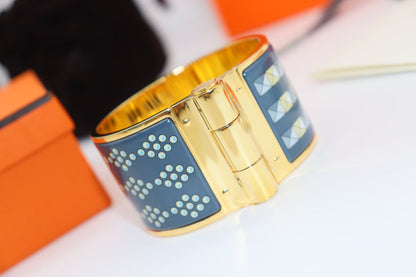 POLKA DOTS BLUE HINGED BRACELET