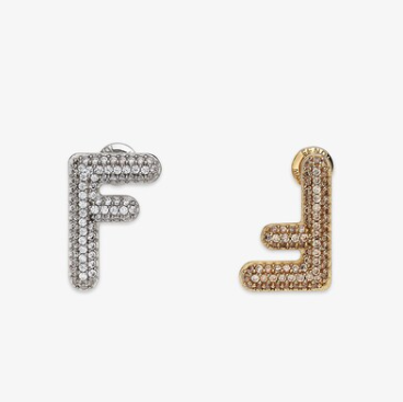 FF EARRINGS SMALL SILVER&GOLD DIAMOND