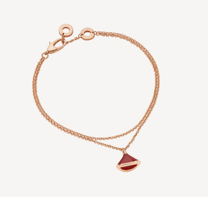 DREAM 1 MOTIF MOP PINK GOLD DOUBLE CHAIN BRACELET