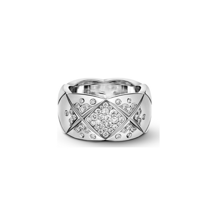 COCO CRUSH 10MM QUILTED DIAMOND SILVER RING