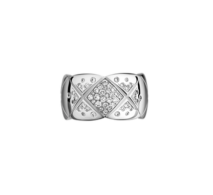 COCO CRUSH 10MM QUILTED DIAMOND SILVER RING