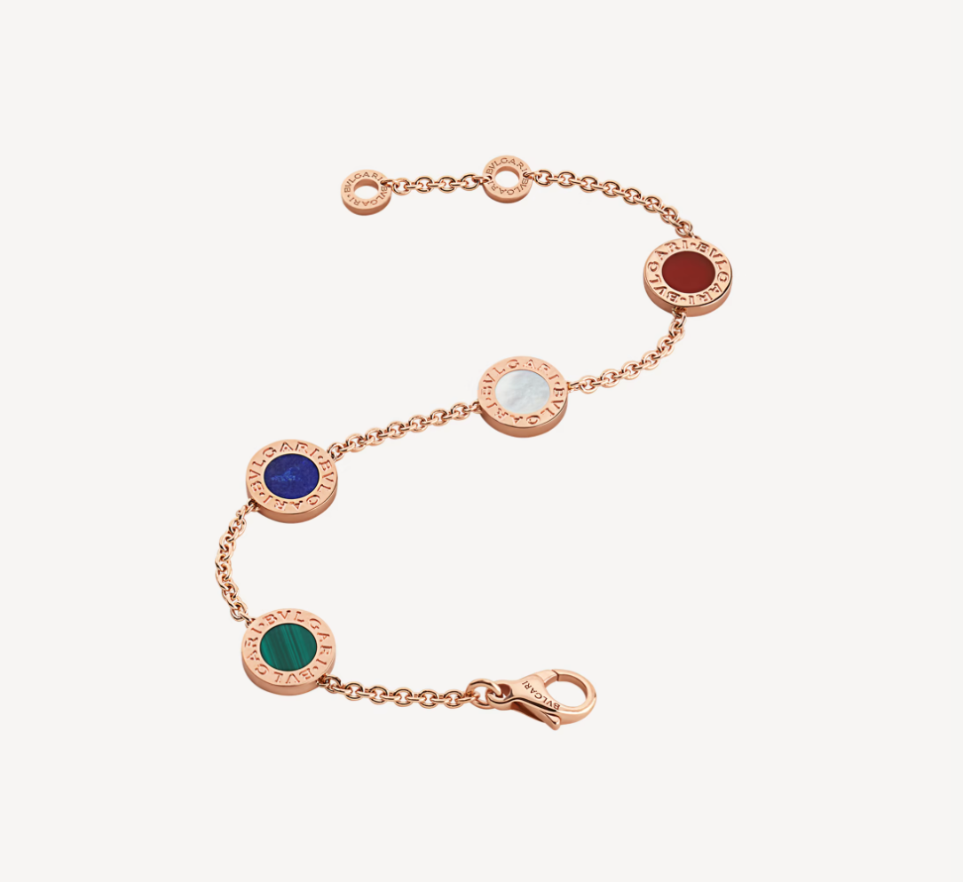 BVL PINK GOLD MULTICOLOR 4 MOTIF BRACELET