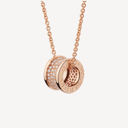 ZERO 1 DIAMOND PAVED PINK GOLD NECKLACE