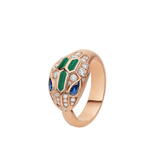 SERPENTI RING SNAKE MALACHITE AGATE DIAMOND