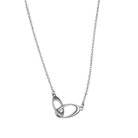 Sterling Silver Interlocking Necklace - Korean Style Women's Jewelry