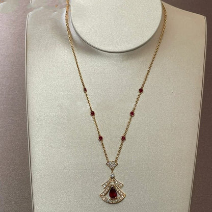 DREAM NECKLACE CARNELIAN DIAMOND PINK GOLD