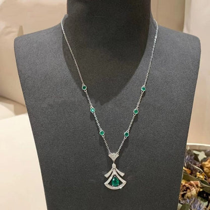 DREAM NECKLACE MALACHITE DIAMOND SILVER