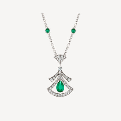 DREAM NECKLACE MALACHITE DIAMOND SILVER