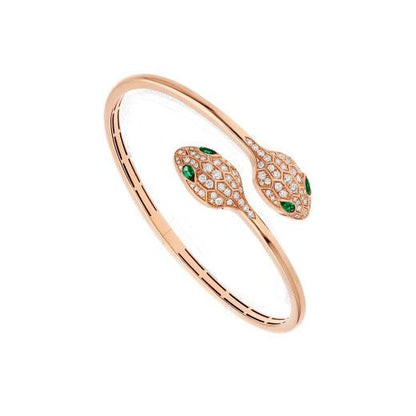 SERPENTI BRACELET PINK GOLD MALACHITE DIAMOND DOUBLE SNAKE