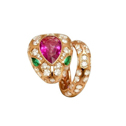 SERPENTI RING SNAKE MALACHITE PINK DIAMOND