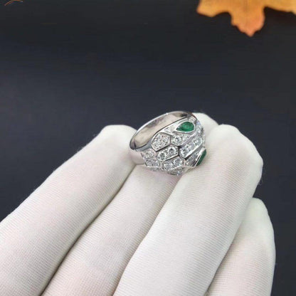 SERPENTI RING SNAKE MALACHITE SILVER DIAMOND