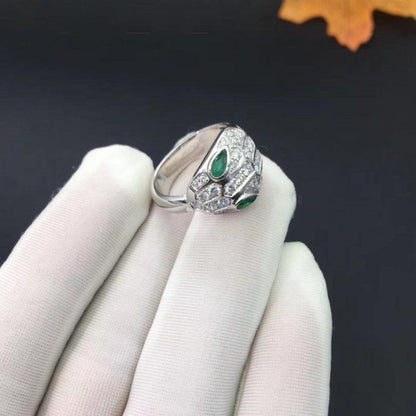 SERPENTI RING SNAKE MALACHITE SILVER DIAMOND