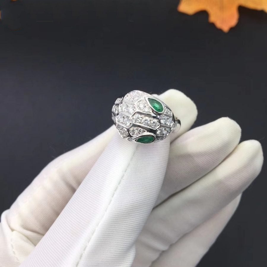 SERPENTI RING SNAKE MALACHITE SILVER DIAMOND