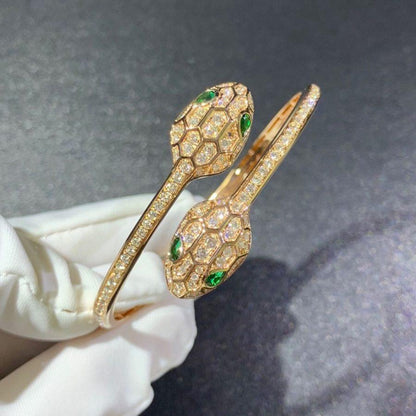 SERPENTI BRACELET GOLD MALACHITE DIAMOND DOUBLE SNAKE