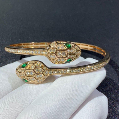 SERPENTI BRACELET GOLD MALACHITE DIAMOND DOUBLE SNAKE