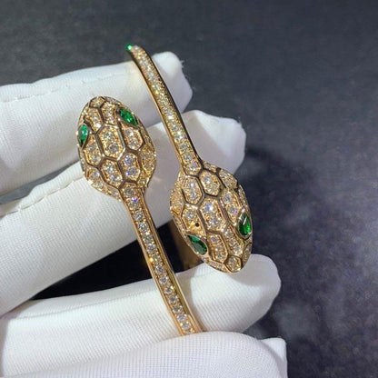 SERPENTI BRACELET GOLD MALACHITE DIAMOND DOUBLE SNAKE