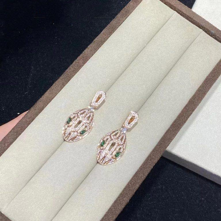 SERPENTI MALACHITE DIAMOND EARRINGS GOLD