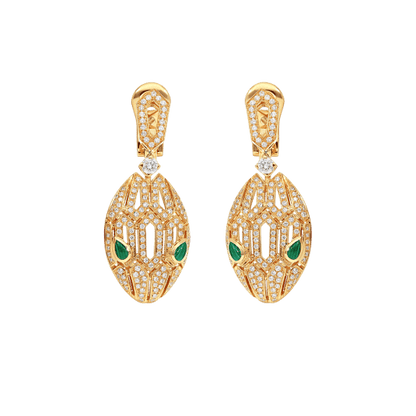 SERPENTI MALACHITE DIAMOND EARRINGS GOLD