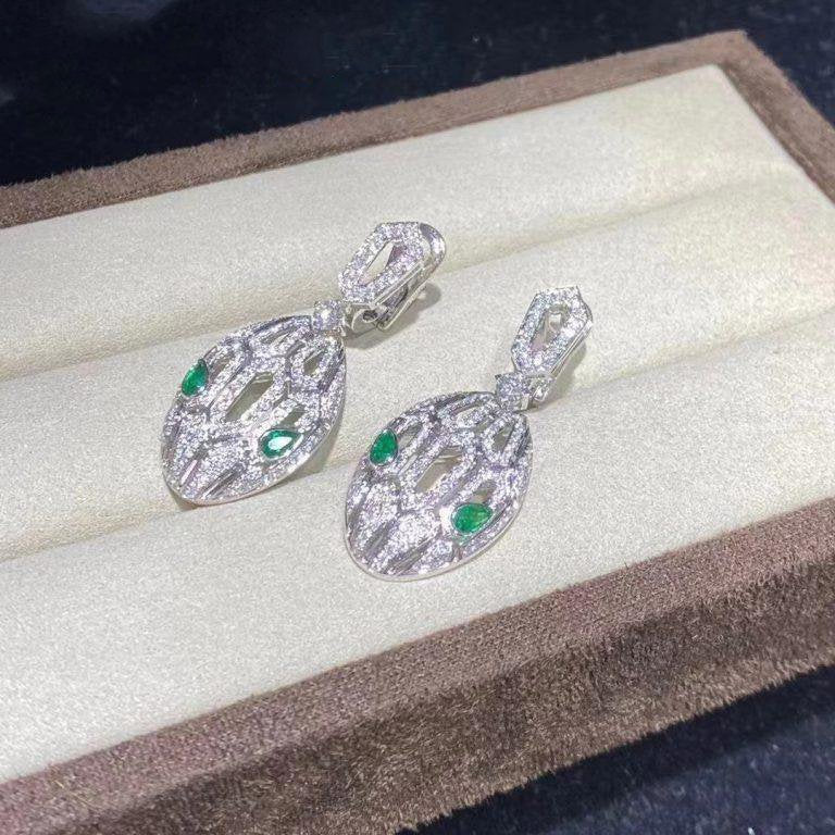 SERPENTI MALACHITE DIAMOND EARRINGS SILVER