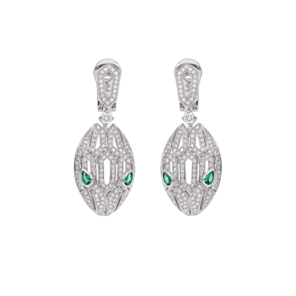 SERPENTI MALACHITE DIAMOND EARRINGS SILVER