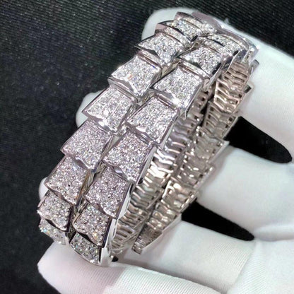 SERPENTI BRACELET 8MM SILVER DIAMOND DOUBLE ROW