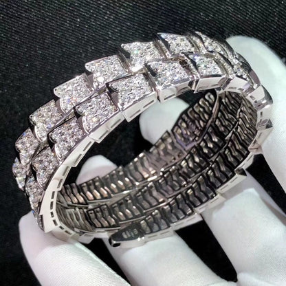 SERPENTI BRACELET 8MM SILVER DIAMOND DOUBLE ROW