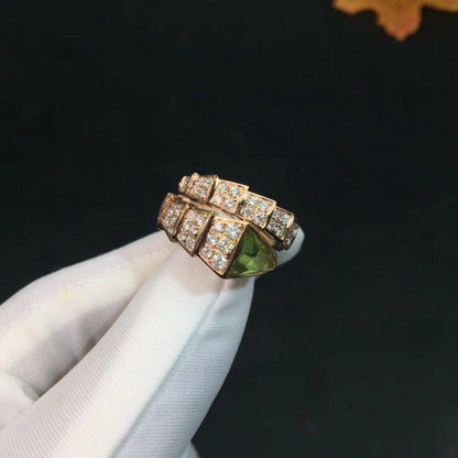 SERPENTI RING PINK GOLD DIAMOND MALACHITE