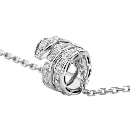 SERPENTI SILVER NECKLACE DOUBLE RING DIAMOND