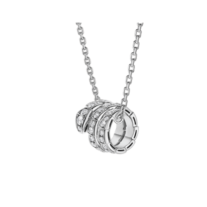 SERPENTI SILVER NECKLACE DOUBLE RING DIAMOND