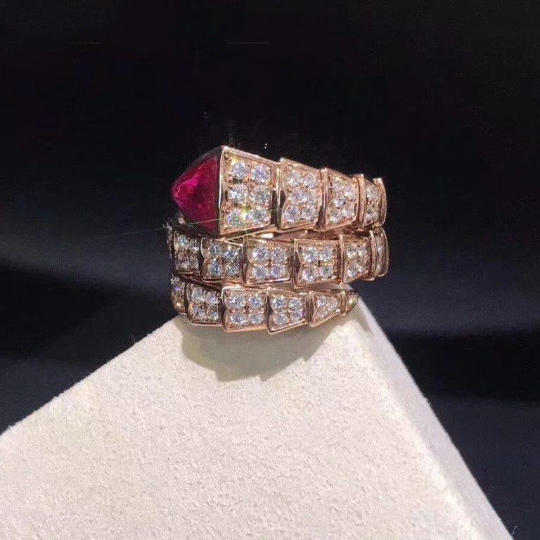 SERPENTI RING PINK GOLD DIAMOND PINK DOUBLE ROW