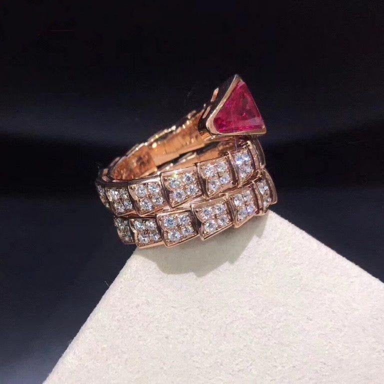 SERPENTI RING PINK GOLD DIAMOND PINK DOUBLE ROW